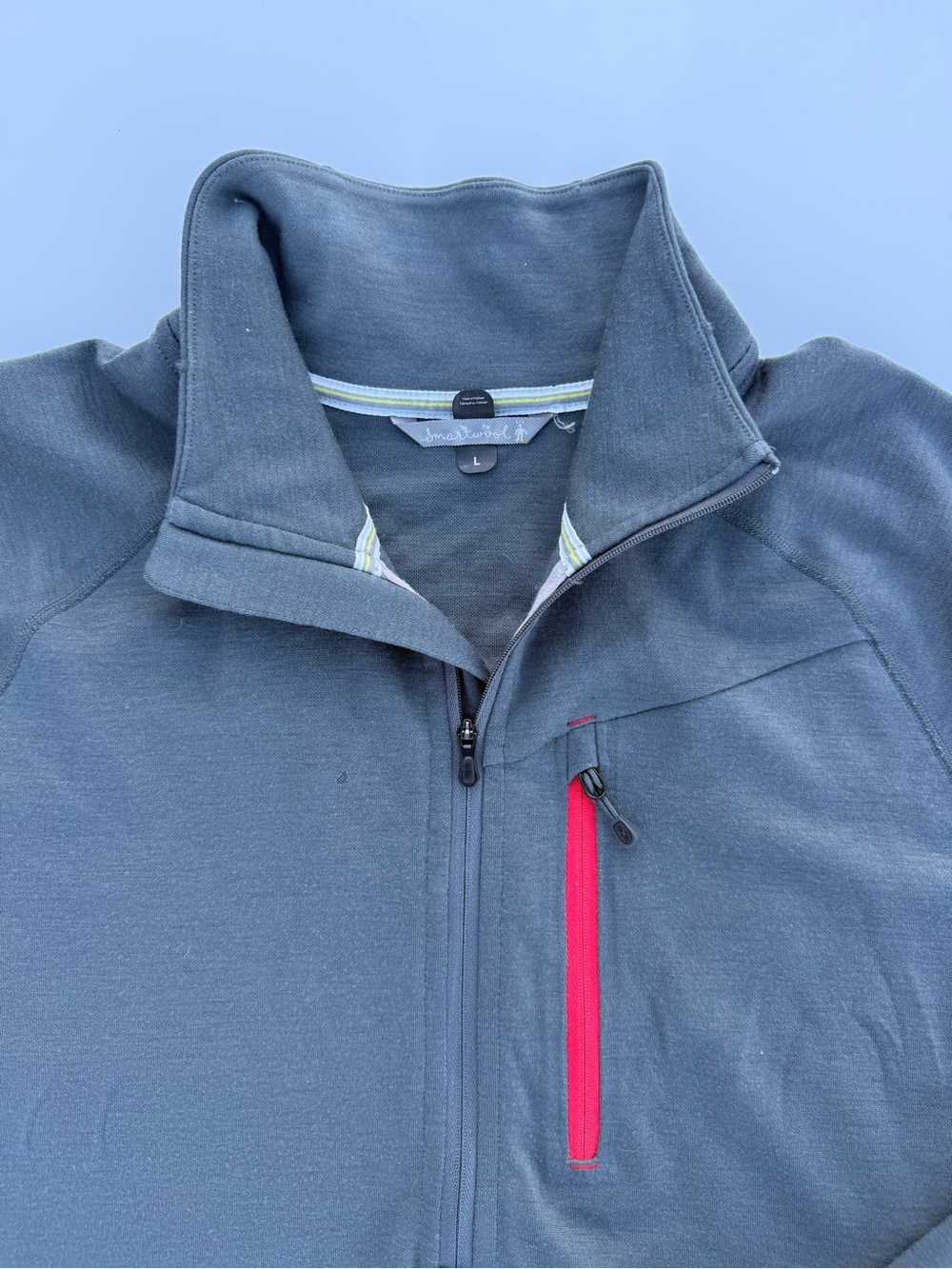 Smartwool Men’s Zip-Up Sweater Jacket in Gray with Red Chest Zipper